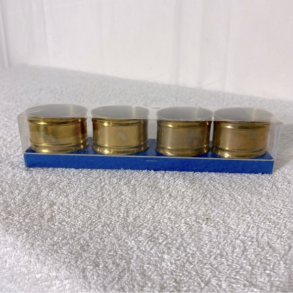 Vintage Giftcraft Brass Napkin Rings Set x4 New - Picture 3 of 13